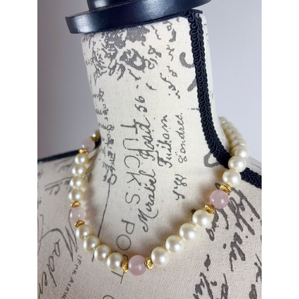 B9 Napier Chunky Faux Pearl Necklace Vintage Statement Bridal Wedding Formal - Picture 7 of 10